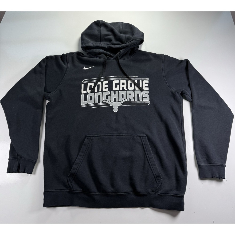 nike hoodie Longhorn Lone Gove sweatshirt Med Black Pullover Swoosh Embroidered